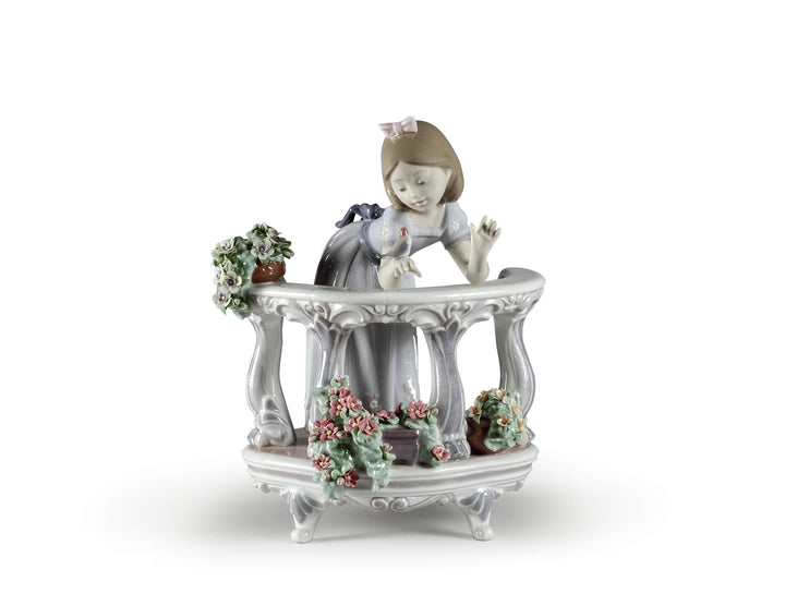 LLADRÓ Mädchen-Figur Frühlingserwachen. Mädchen Mit Blumen. Porzellan.