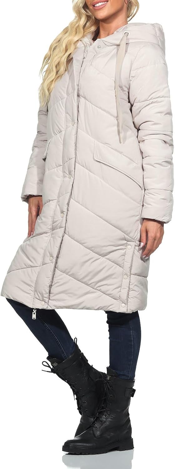 Hailys Damen Steppmantel Ca44rlotta mit Kapuze L Cream, L Cream