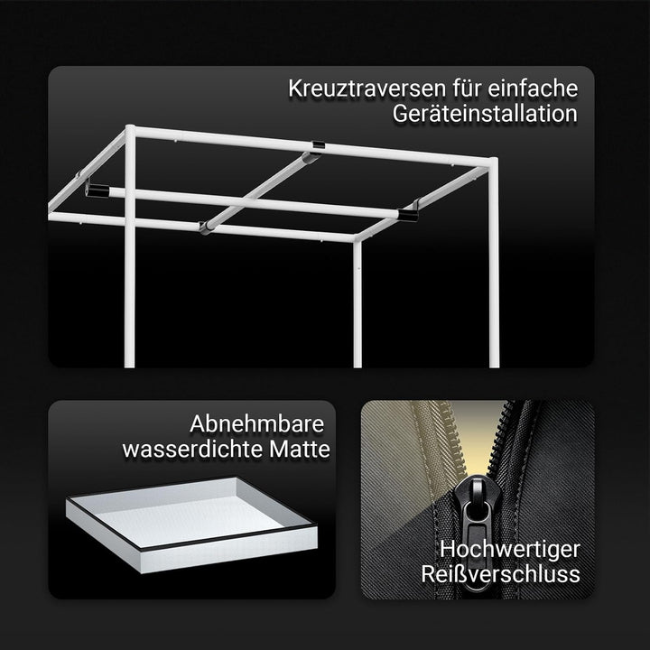 Pro Growzelt Komplettset mit Growzelt 80x80x180 cm und Regelbar Rohrventilator 100mm Set Belüftungss