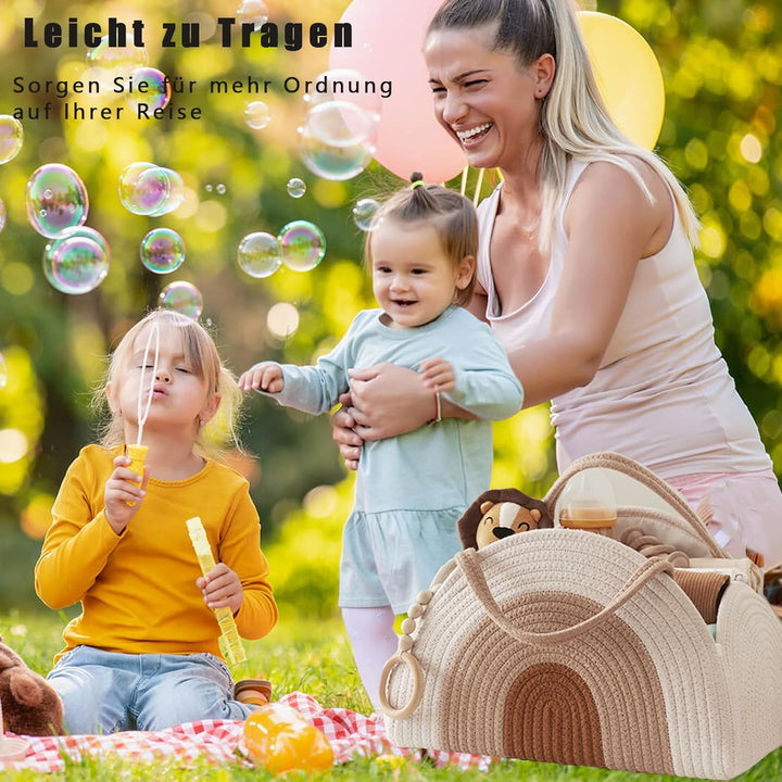Wickeltasche Organizer, Baby Windel Caddy Korb, Tragbarer Aufbewahrungskorb für den Wickeltisch, Wic