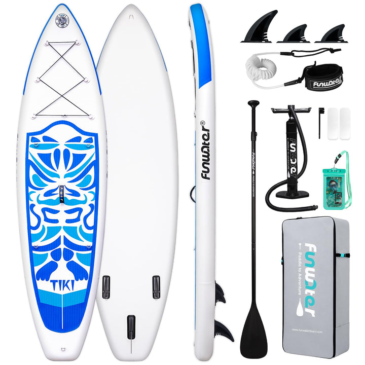 FunWater Aufblasbares Stand Up Paddle Board Multifunktionale Paddelboards mit Flossen, Knochleine, S