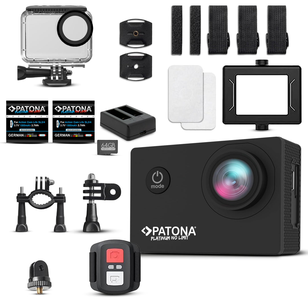 PATONA Action Cam Life SL3 | 4K 120fps 16MP EIS | 120° Weitwinkel Videokamera | Dual Screen Kamera |