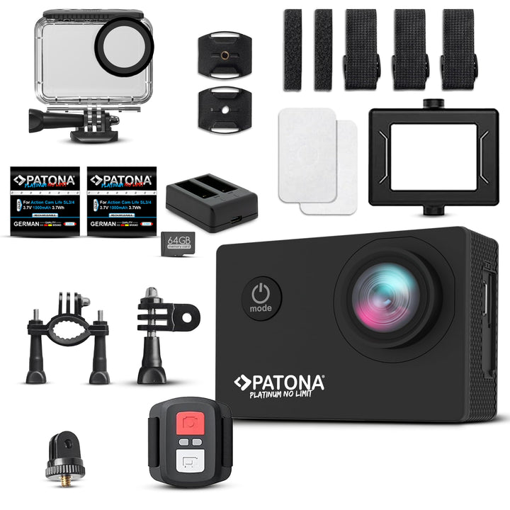 PATONA Action Cam Life SL3 | 4K 120fps 16MP EIS | 120° Weitwinkel Videokamera | Dual Screen Kamera |