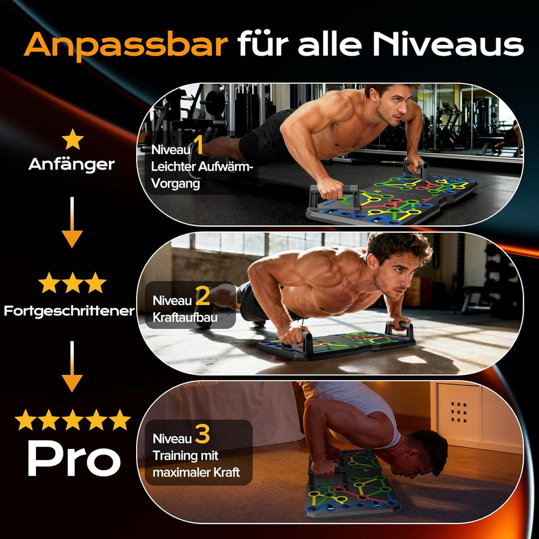 AERLANG Liegestützbrett, tragbar, multifunktional, faltbar, 10-in-1 Liegestützstange, Liegestützgrif