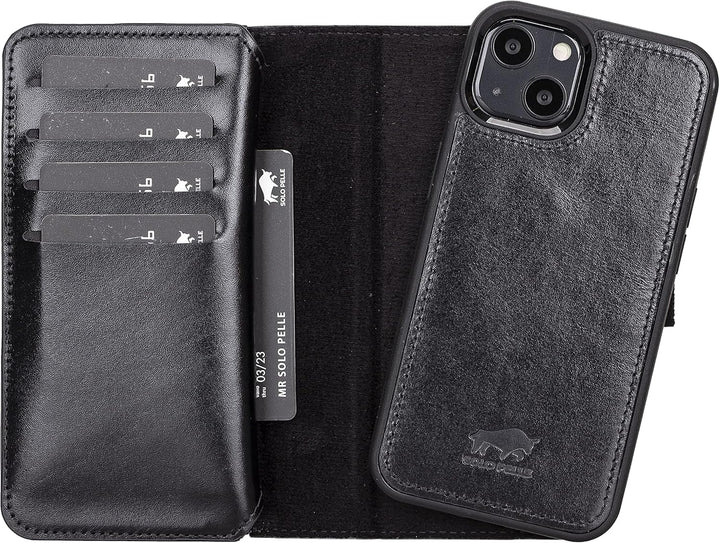 Solo Pelle Lederhülle kompatibel für iPhone 13 in 6.1 Zoll abnehmbare Hülle (2in1) Harvard Double in