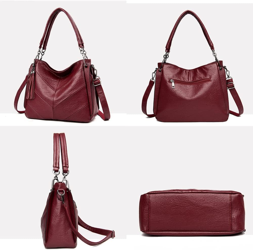 Kris Anna Damen PU Leder Hobo Schulter Handtasche Schwarz EINWEG, Schwarz