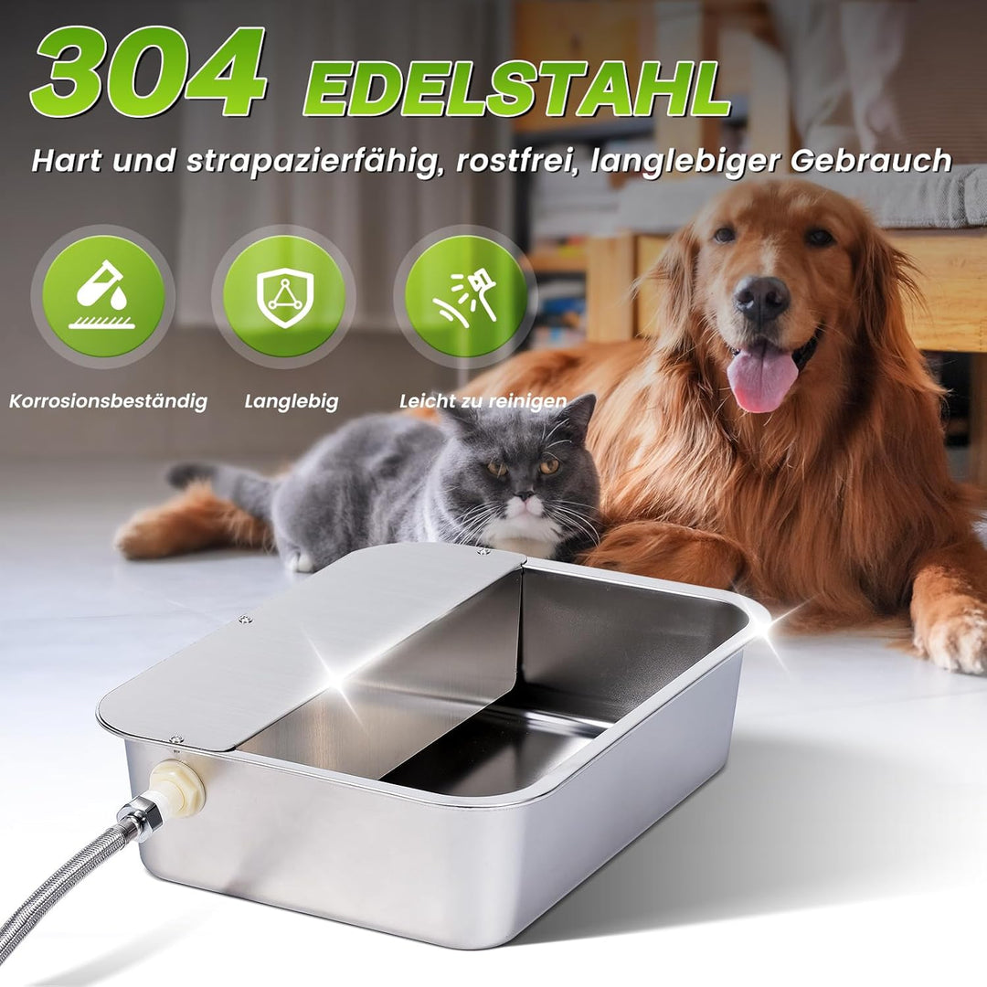 Hundebecken Automatischer Hundewasserspender,11 Liter Outdoor Dog Watere Edelstahl-Wassernapf für gr