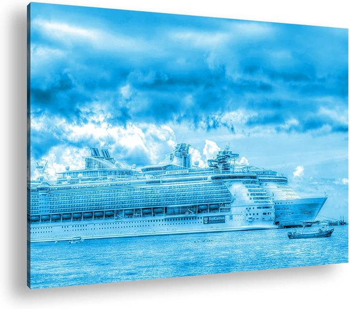 deyoli malerisches Kreuzfahrtschiff Format 80x60 Effekt: Monocrome Blau als Leinwandbild, Motiv fert