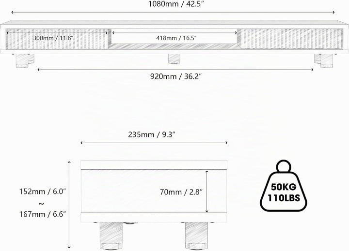 Fenge Dual Monitorständer 108cm Grosser Bildschirmständer mit 2 Glas-Schiebetür Höhenverstellbarer M