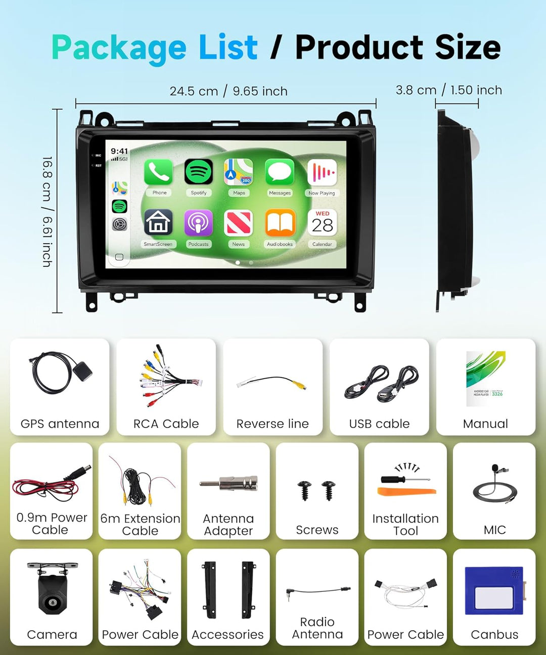 Rimoody 4G+64G Android Autoradio für Mercedes Benz A/B Class W169 W245 B200 W639 Vito Viano W906 Spr