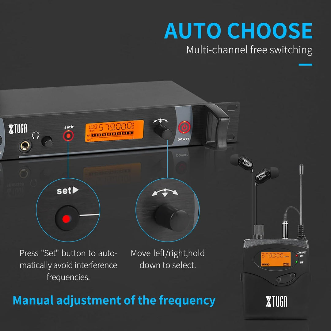 XTUGA RW2080 Rocket Audio Ganzmetall Wireless In-Ear Monitor System 2 Kanal 4 Bodypack Überwachung m