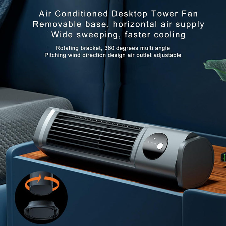 Goshyda Desktop-Turmventilator, Tragbarer Blattloser Tischventilator mit 3 Einstellbaren Geschwindig