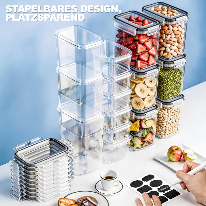 Mavivegue Vorratsdosen mit Deckel Luftdicht,BPA-frei, 24er Set Aufbewahrungsbox Küchen für Mehl, Zuc