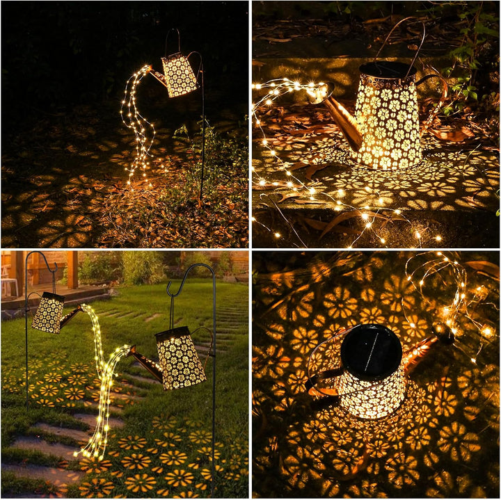 GuKKK Solar Giesskanne mit Solarlampen für Aussen, LED Lichter, Gartendeko Modern Stil, Lichterkette