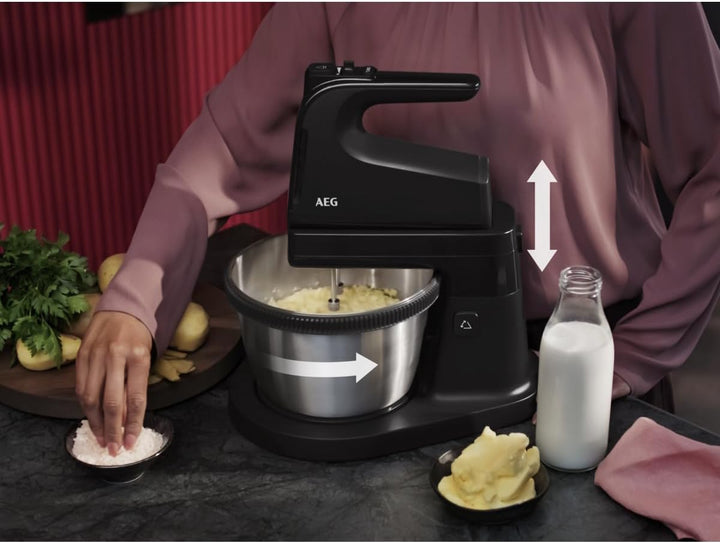 AEG ASM4B 5000 Series Standmixer - 500W Motor,5 Geschwindigkeitsstufen,Turbo-Funktion,2 Rührbesen,2