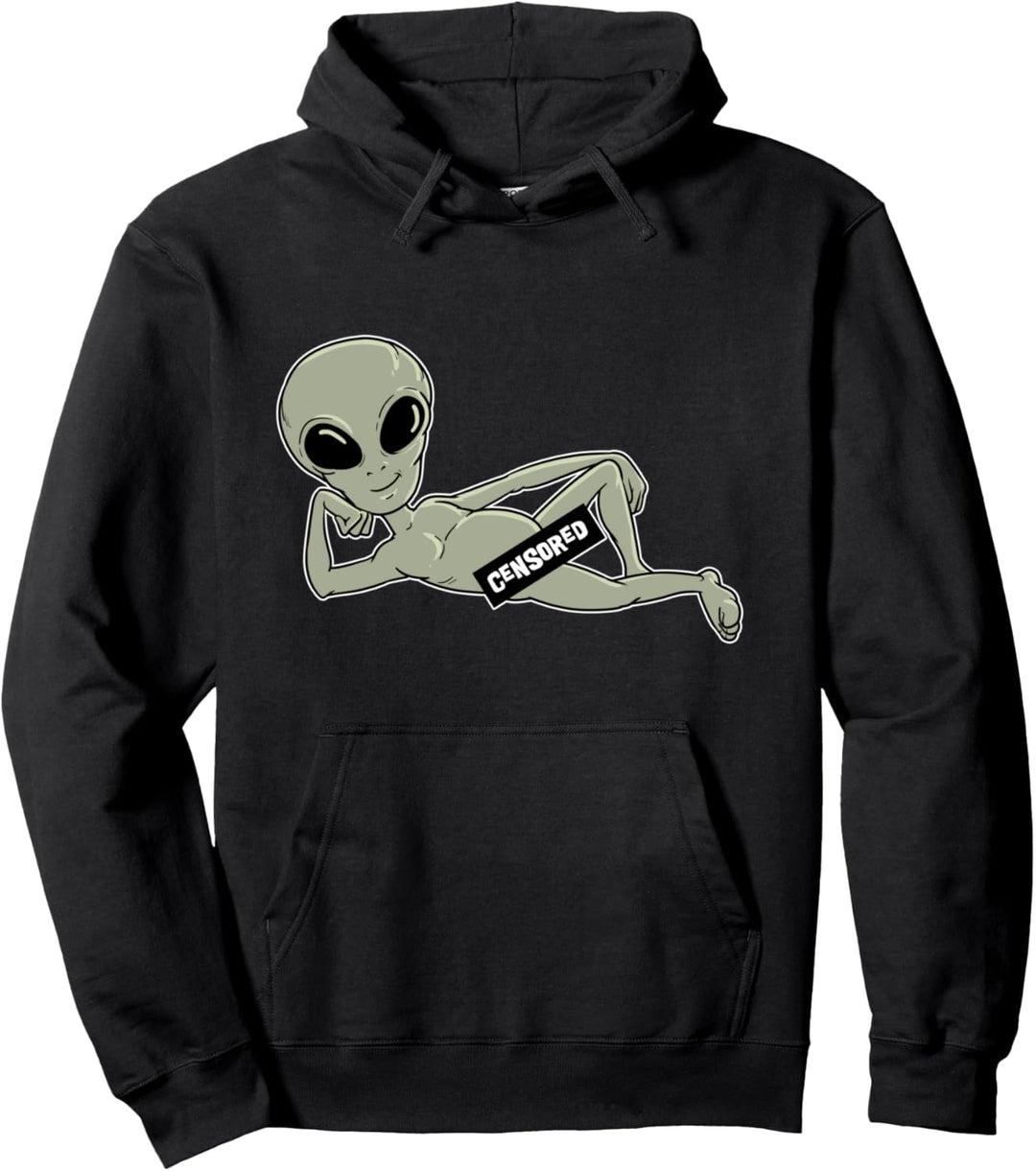 Lustiges Alien Nackt Nudist Zensiert Nackter Ausserirdischer Pullover Hoodie
