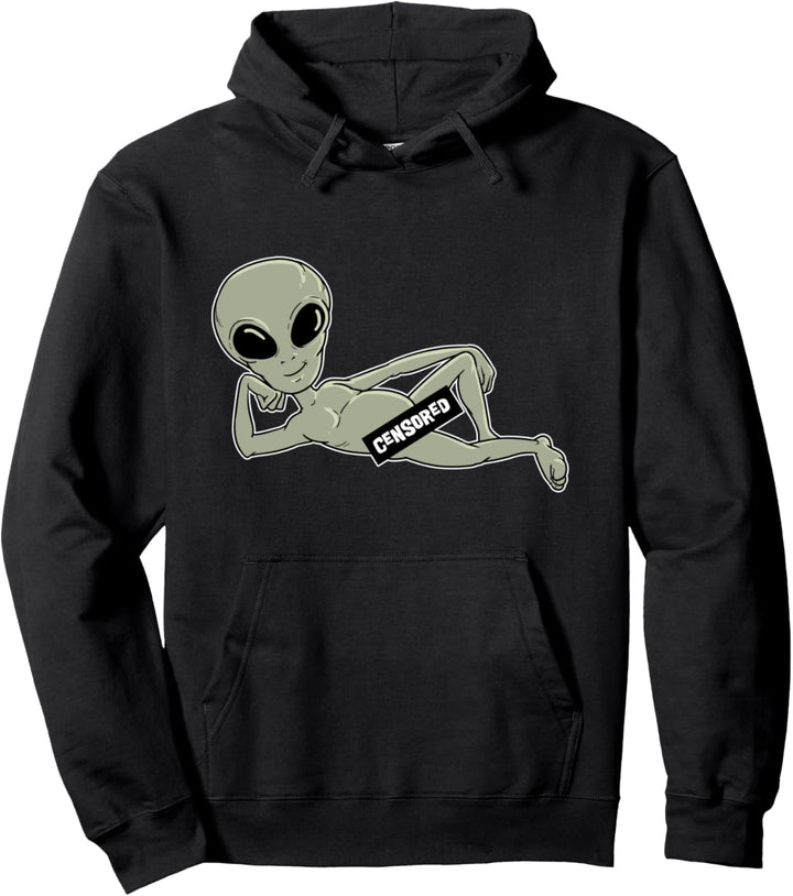 Lustiges Alien Nackt Nudist Zensiert Nackter Ausserirdischer Pullover Hoodie