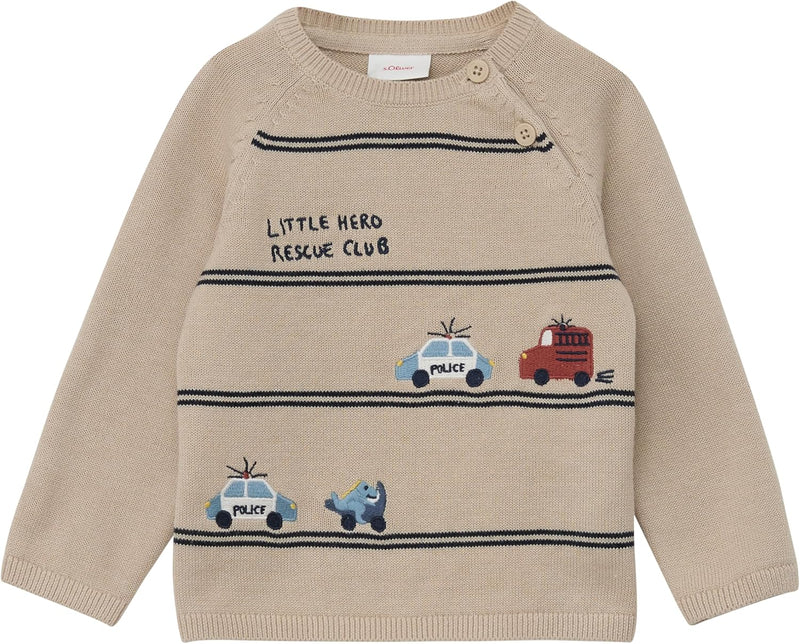 s.Oliver Unisex Baby Pullover mit Auto Motiven 80 8138 Braun, 80 8138 Braun