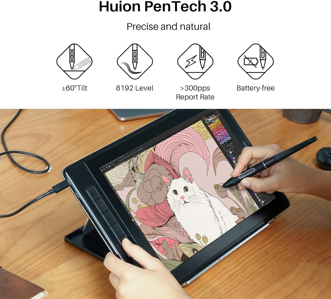 2022 HUION Kamvas Pro 13 2.5K QHD Grafiktablett mit Display QLED Volllaminierung 145% sRGB Batteriel
