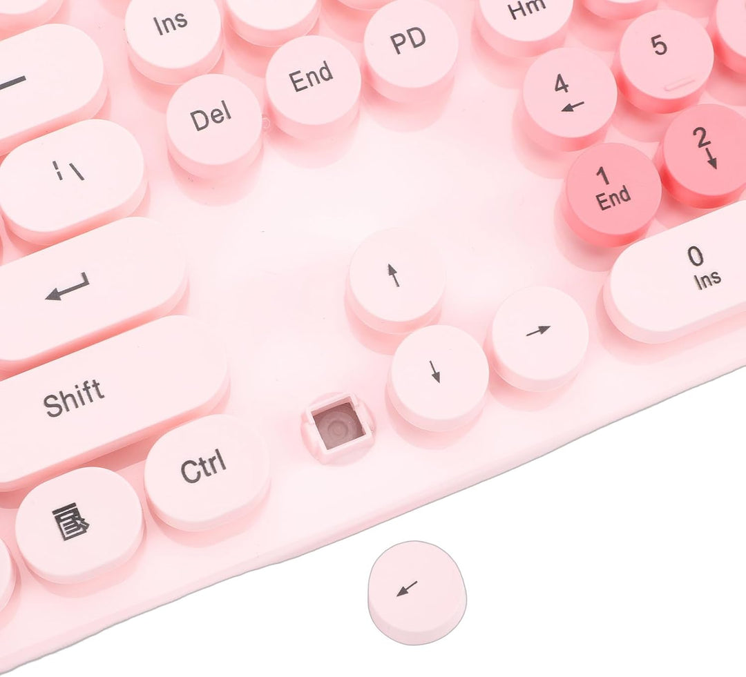 Kabellose Tastatur- und Maus-Kombination, 2,4 GHz Retro-Schreibmaschinenstil mit Runden Tastenkappen