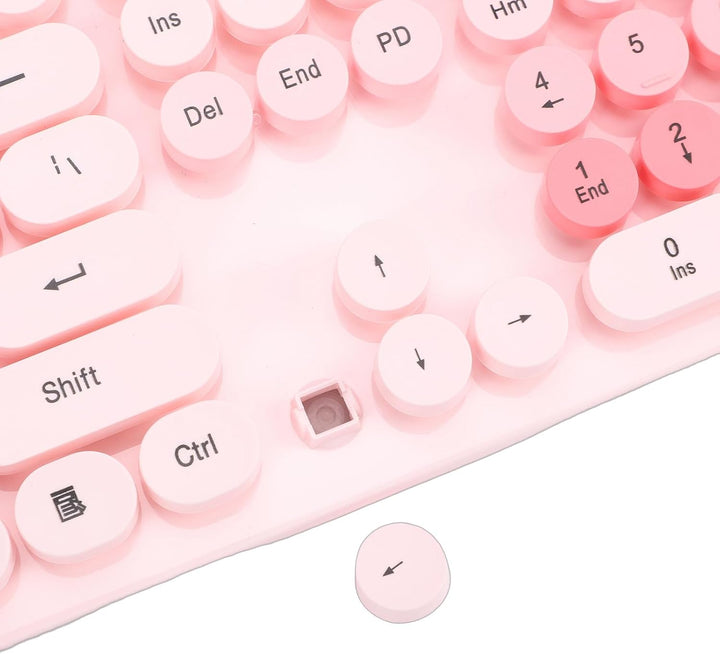 Kabellose Tastatur- und Maus-Kombination, 2,4 GHz Retro-Schreibmaschinenstil mit Runden Tastenkappen