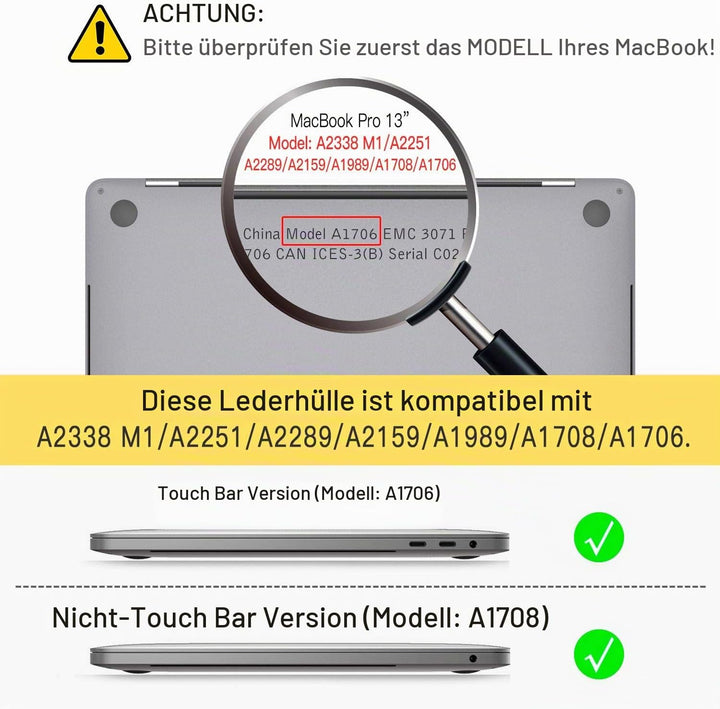 ICARER MacBook Pro 13 Lederhülle 2022 M2 2020 2019 2018 2017 2016 Ultra Slim Leder Tasche Leder Hüll