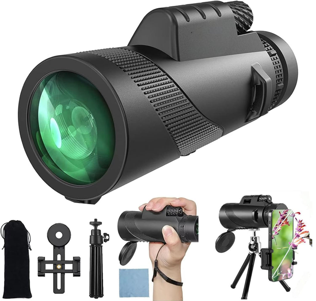 12x50 Zoom Mono fernglas, mit Smartphone Halter Stativ,Robuste Gummiarmierung,für Wildtiere Vogelbeo