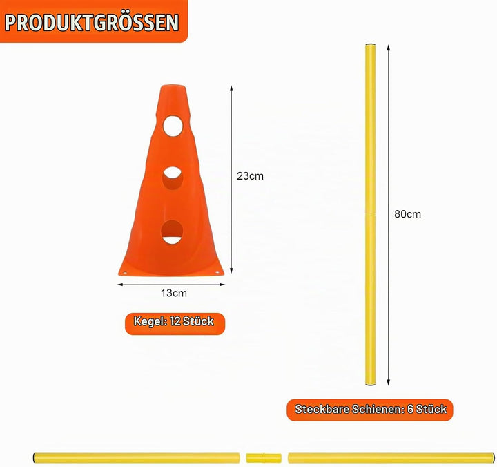 6er Agility Set Hunde,Agility Hürden Steckhürden Set,Steckhürdenset für Koordinationstraining,12 Keg