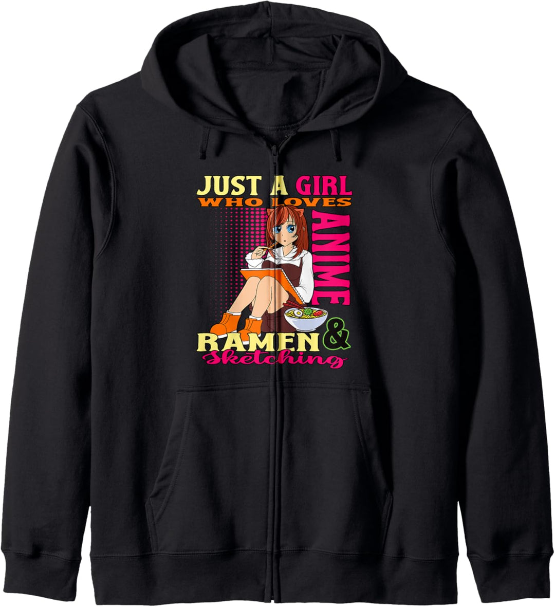 Just A Girl Who Loves Anime Ramen Sketching Teen Merchandise Kapuzenjacke