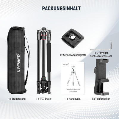 NEEWER 77" Kamerastativ Einbeinstativ für DSLR, Telefon mit 360° Panoramakugelkopf, 2 Achsen Mittels