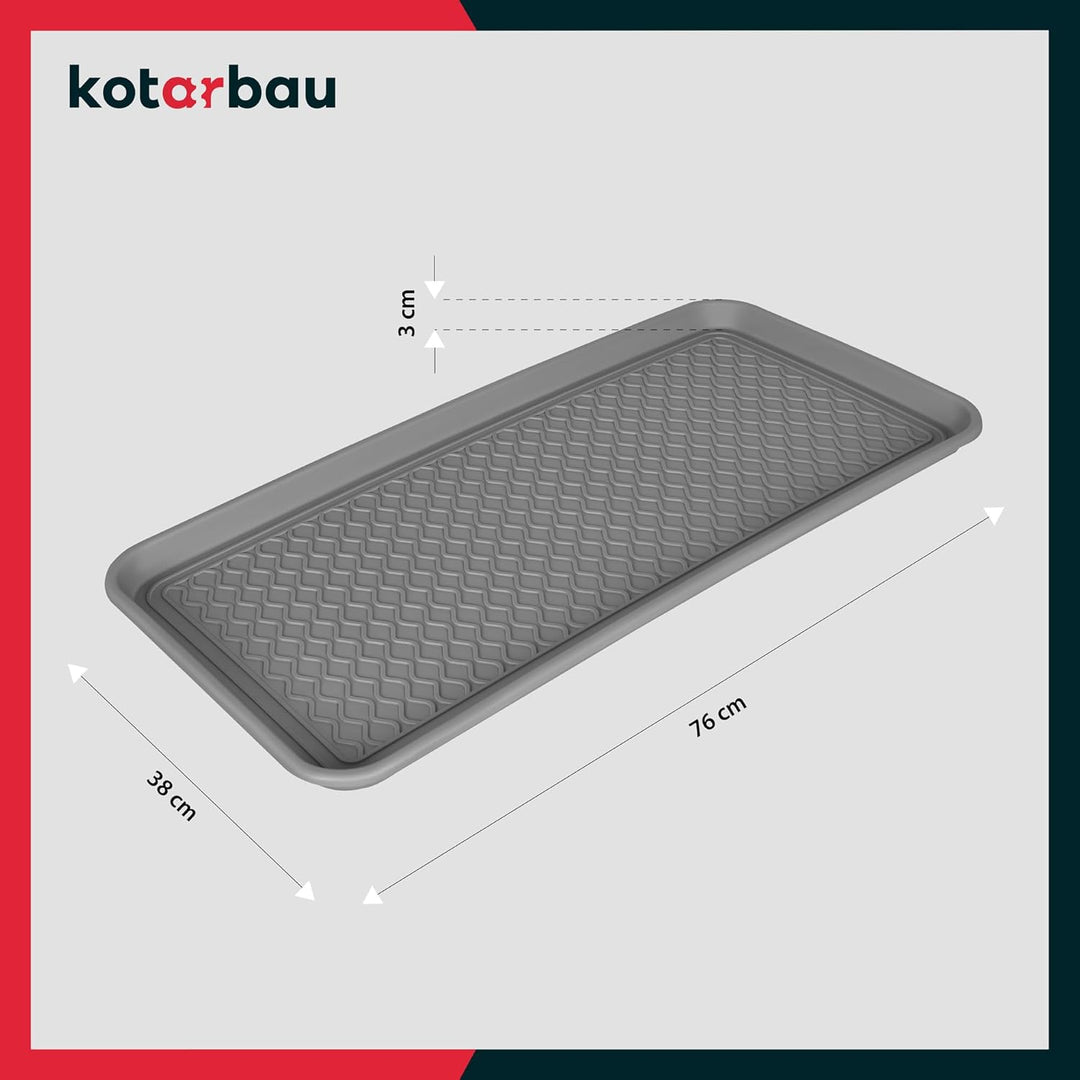 KOTARBAU® 2er Set Schuhabtropfschale 38x76cm Abtropfmatte Schuhe Grau Schuhmatte Abtropfmatte Kunsts