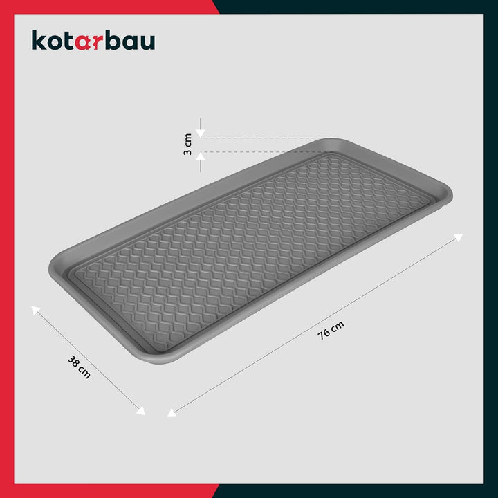 KOTARBAU® Schuhabtropfschale 38 x 76 cm Abtropfmatte Schuhe Grau Schuhmatte Abtropfmatte Kunststoff