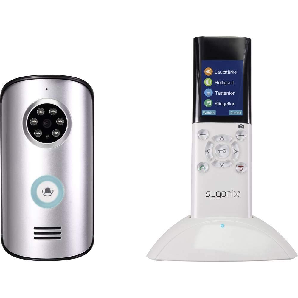 Sygonix SY-3396994 Video-Tuersprechanlage Funk Komplett-Set Silber, Weiss, Schwarz