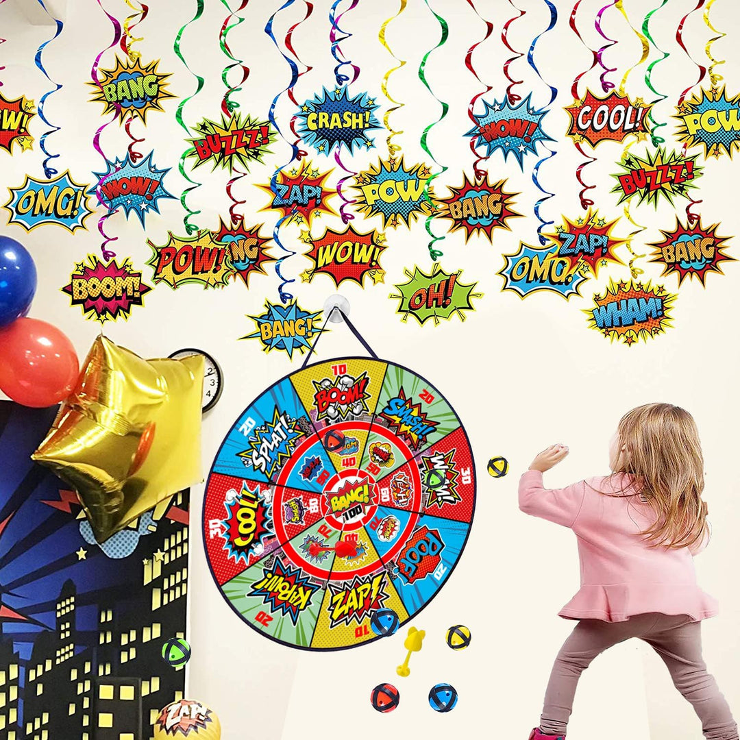 Superhelden Geburtstag Mitgebsel,Dartscheibe Kinder,Indoor Outdoor für wurfspiel Kinder,klettballspi