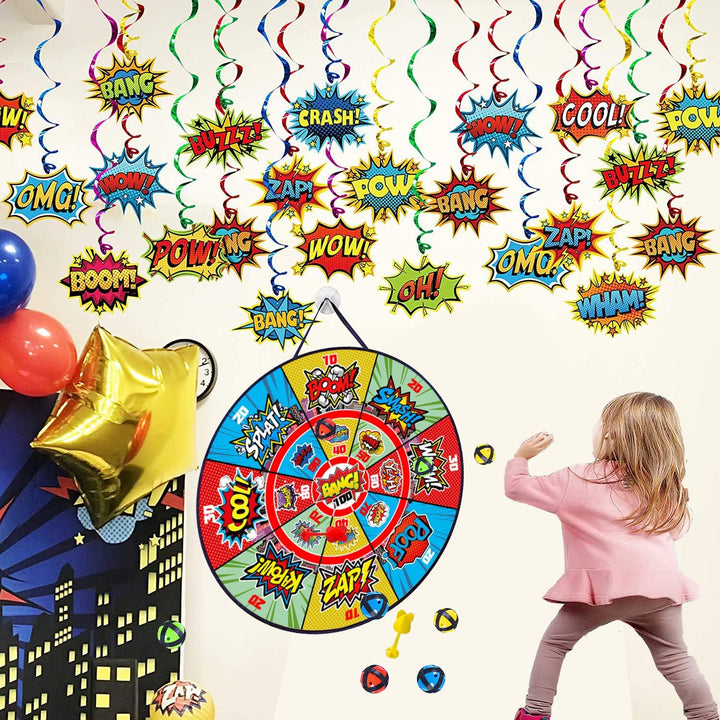 Superhelden Geburtstag Mitgebsel,Dartscheibe Kinder,Indoor Outdoor für wurfspiel Kinder,klettballspi