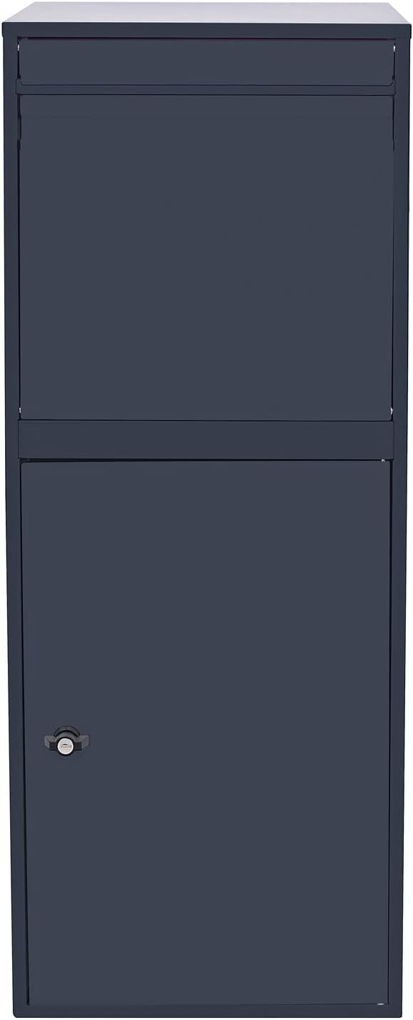 Wiltec Paketkasten grau 410 x 380 x 1020 mm, Paketbox Zuhause, Private Paketannahme passend für Pake