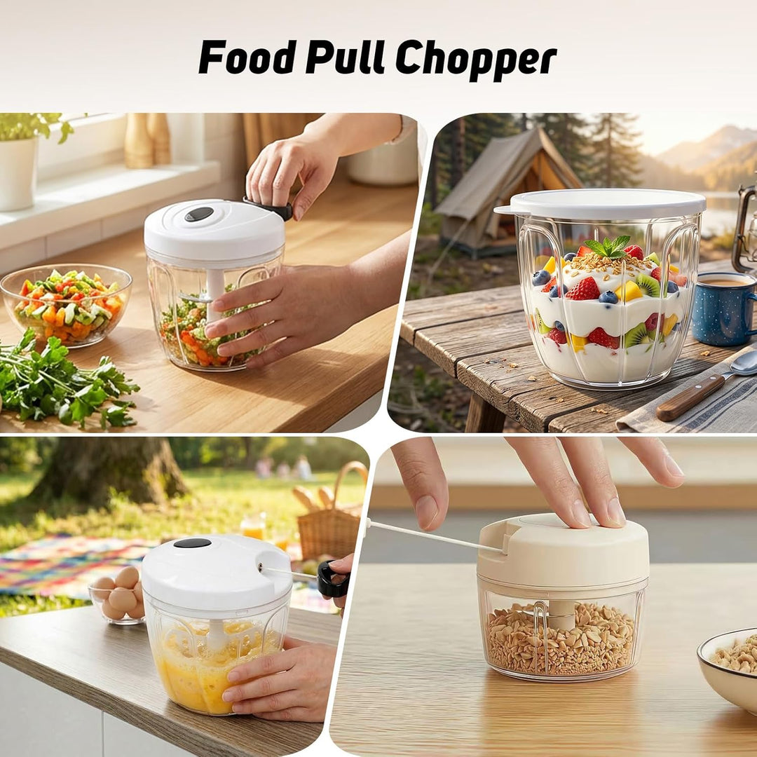 FACIACC 900 ml Manueller Zwiebelschneider & 200 ml Multi-Zerkleinerer Set, Leichtgängiger Zwiebelsch
