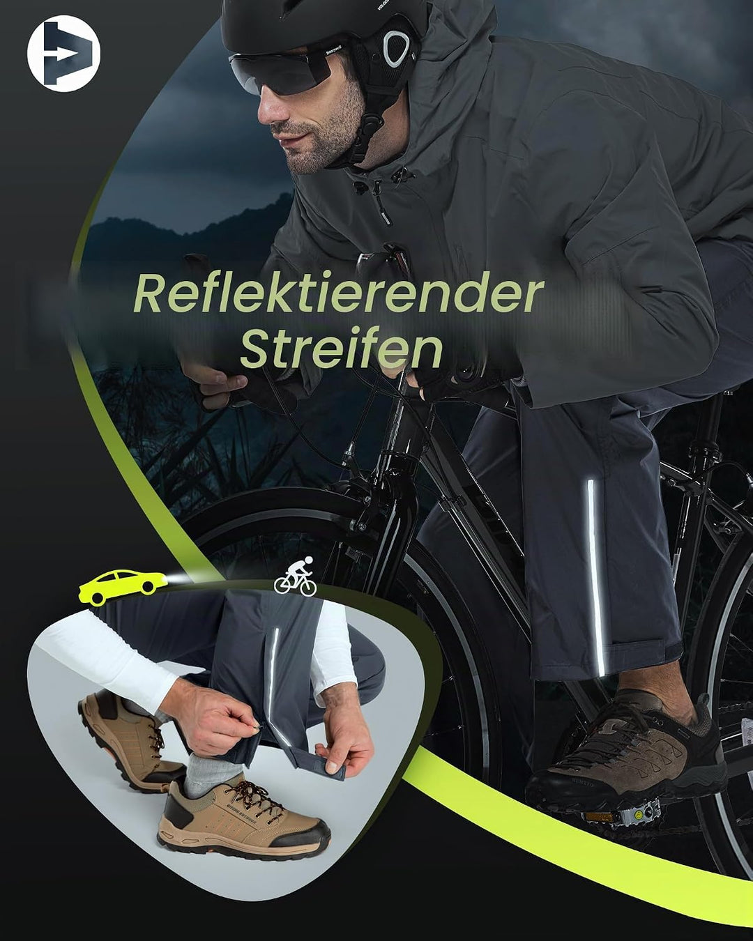 Outdoor Ventures Herren Regenhose Fahrrad Wasserdicht Atmungsaktiv Überziehhose Winddicht Outdoorhos