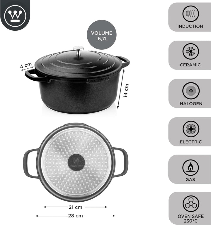 Westinghouse PERFORMANCE SERIES Kochtopf gross, 28cm grosser Kochtopf für Induktion & alle Herdarten