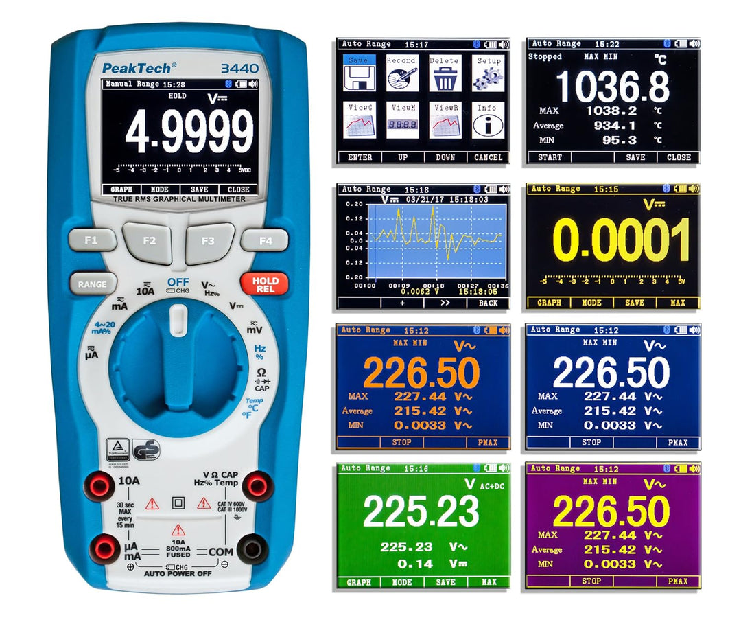 PeakTech 3440 – True RMS Digital Multimeter mit 4.0 Bluetooth & Grafik-Display CAT III 1000 V & Mehr
