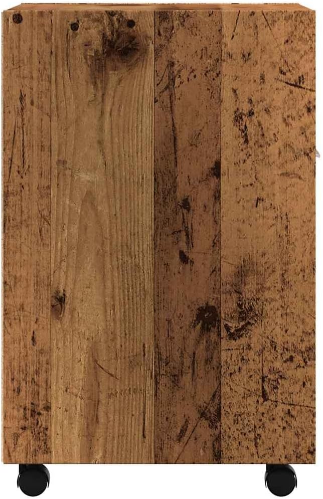 vidaXL Schrank mit Rollen Altholz-Optik 33x38x60 cm Holzwerkstoff, Sideboard, Wohnzimmerschrank, Sch