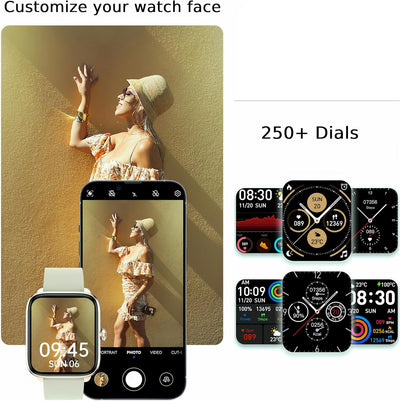 Deunis ST20 Smartwatch 1,96 Zoll HD für Damen Herren mit Telefonfunktion und Benachrichtigungen, kom