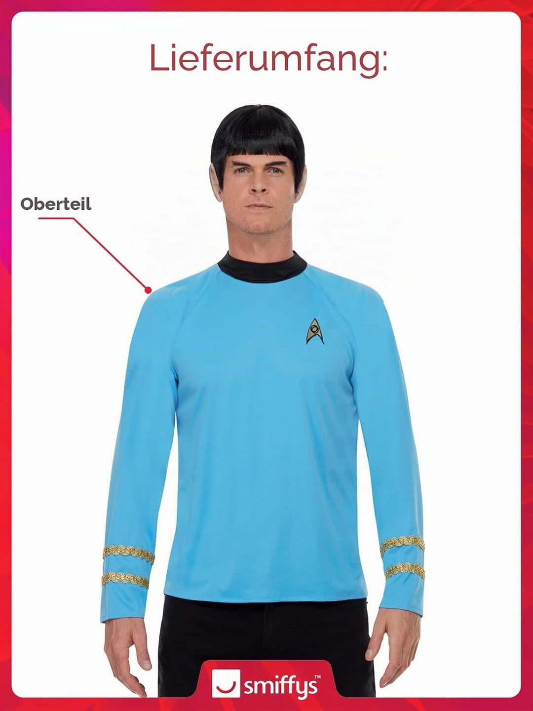 Smiffys Star Trek Original Series Sciences Uniform, blaues Oberteil, offiziell lizenziertes Star Tre