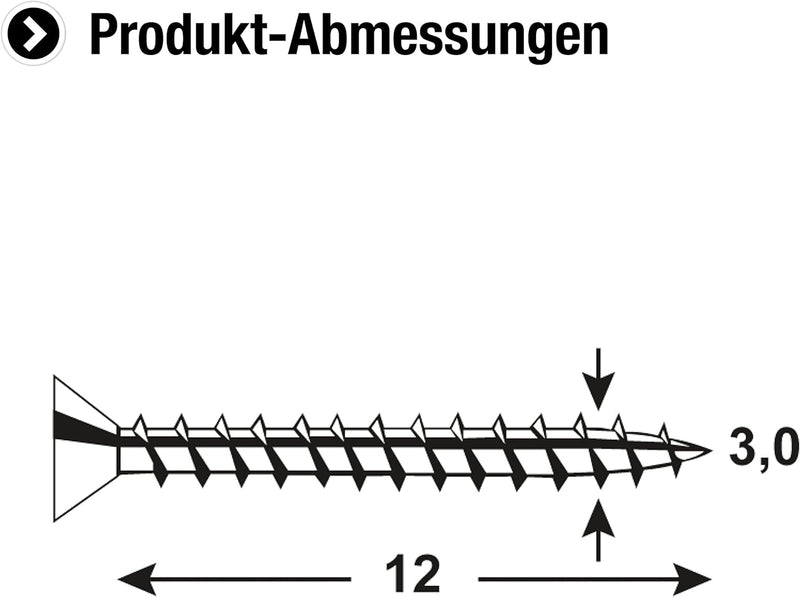 Connex Universalschrauben 3,0 x 12 mm - 1 kg Grosspack - Senkkopf - TX-Antrieb - Vollgewinde - Edels