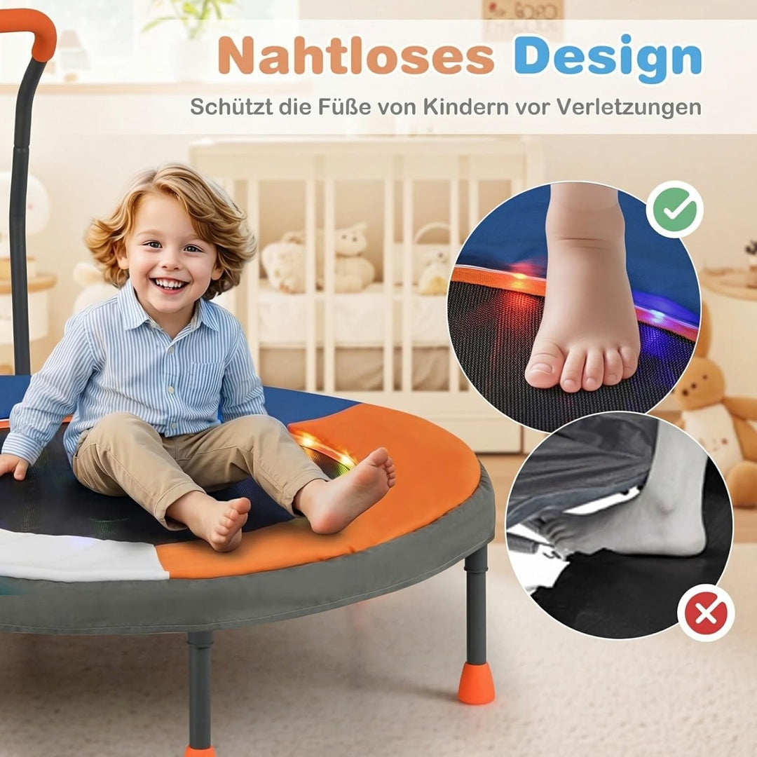 COSTWAY Ø90 cm Kinder Trampolin, Minitrampolin faltbar mit LED Beleuchtung, Fitness Trampolin Indoor