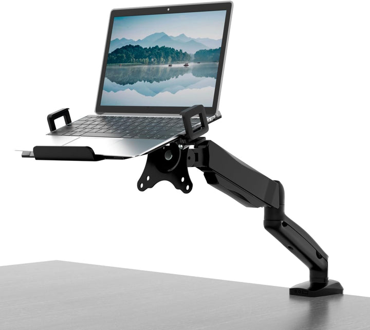 PUTORSEN Monitor Arm mit Laptopablage für 17 bis 32 Zoll LCD LED Bildschirm & bis zu 17 Zoll Noteboo
