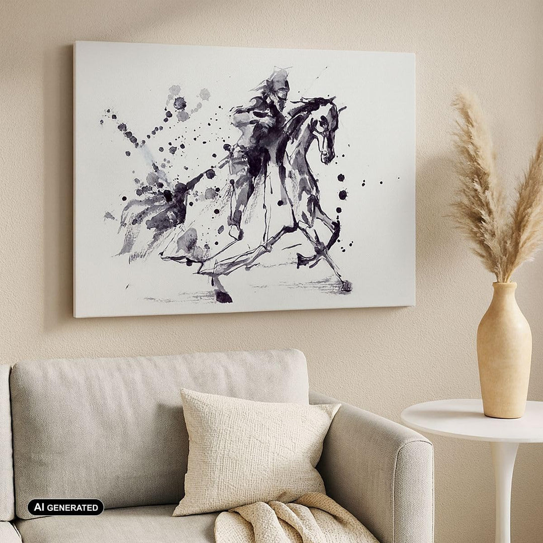 Bilder auf Leinwand 100x70cm Leinwandbild Pferd Ritter Geschichte Reiten Gross Wanddeko Bild Schlafz
