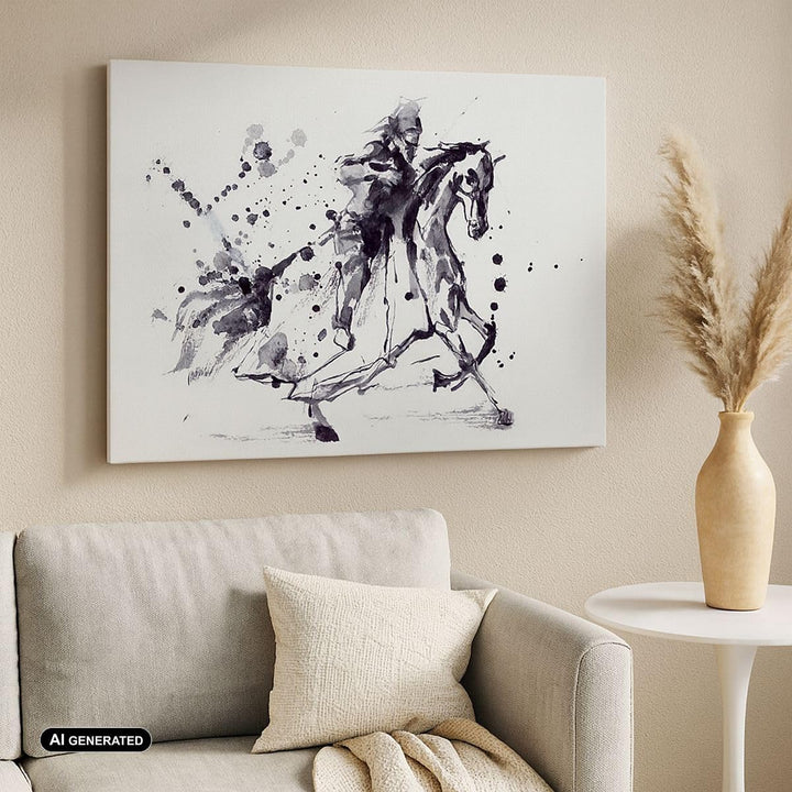 Bilder auf Leinwand 100x70cm Leinwandbild Pferd Ritter Geschichte Reiten Gross Wanddeko Bild Schlafz