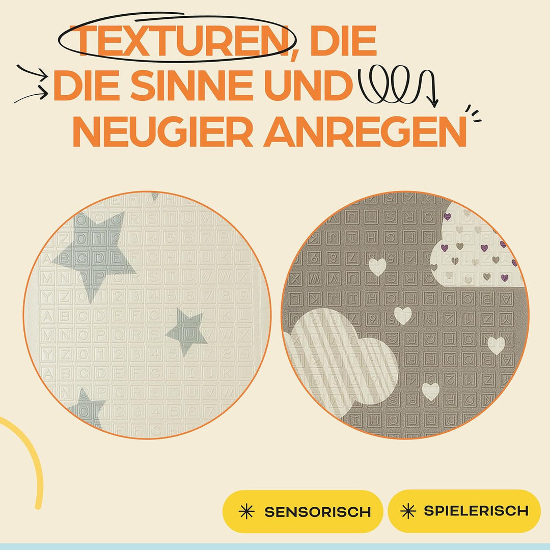 Baby-Spielmatte, faltbar, sensorisch, wasserdicht, ungiftig, wendbar. Vielseitige Matte, perfekt zum