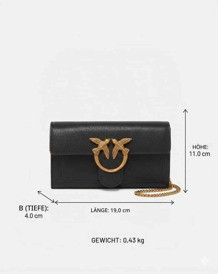 Pinko Damen Love ONE Wallet Liebe EINE GELDBÖRSE C Vitello SETA, Z99Q_Nero-Antique Gold